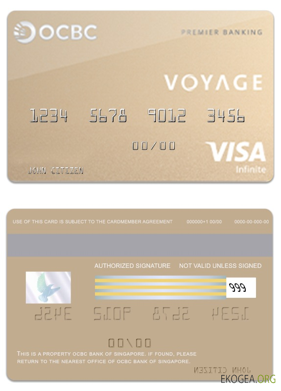 Carte Visa Infinite de voyage de la banque OCBC de Singapour